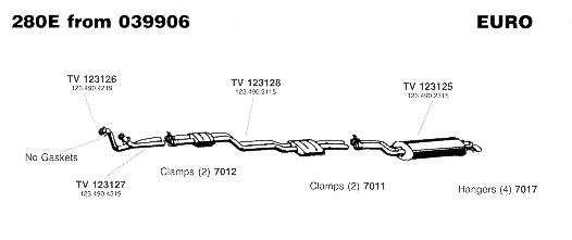 From Chassis 039906 280E Exhaust System