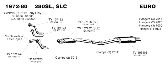 1972-80 280SL and SLC Exhaust System