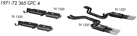 1971-72 Ferrari 365 GTC 4 exhaust system