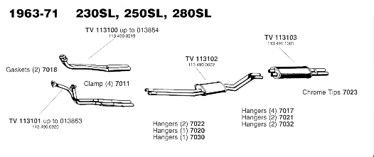 1963-71 230SL, 250SL and 280SL Exhaust System