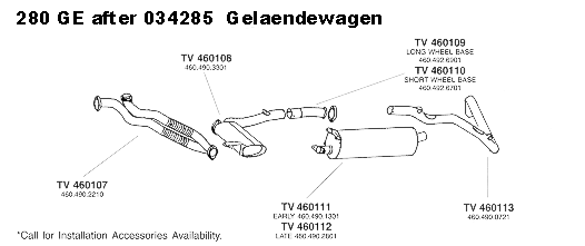 280 GE Gelaendewagen after Chassis 034825 Exhaust System