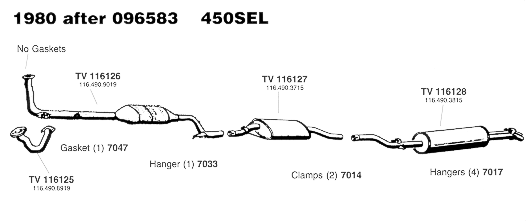 1980 after Chassis 096583 450SEL Exhaust System