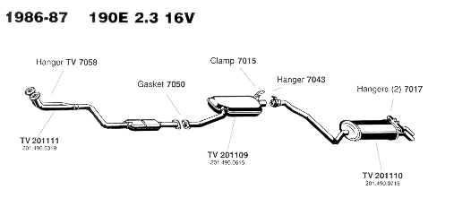 1986-87 190E 2.3 16V Exhaust System