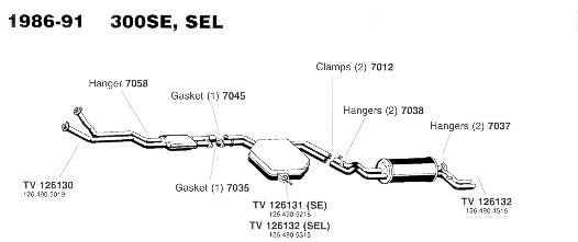 1986-91 300SE and SEL Exhaust Systems