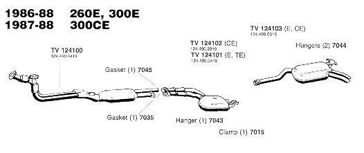 1986-88 260E and 300E Exhaust System